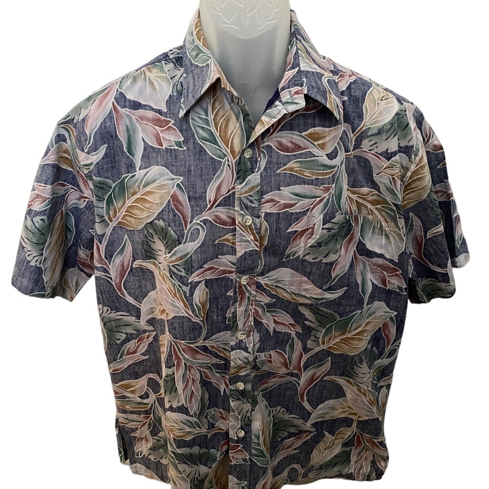 COOKE STREET Reverse Print Hawaiian Aloha Tropical Floral Shirt Men L Large